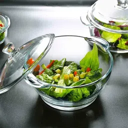 madcube Glass Mixing Bowl Microwave Oven Safe Serving Glass Bowl Set with Glass Lid image 4