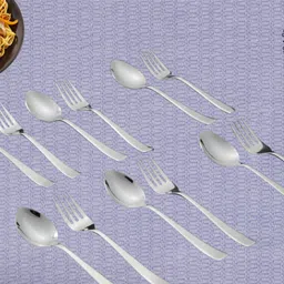 grip and serve Premium 6 PC Spoon And 6 PC Fork/Stainless Steel/Food Grade/7 Stainless Steel Cutlery Set-picture-38