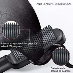 chg FH909 Hair Straightener Brush, Built with Hair Straightening Iron Comb Blackr28 image 2