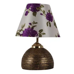 foziq Purple & White Shade Table Lamp With Antique Terracota Base image 5