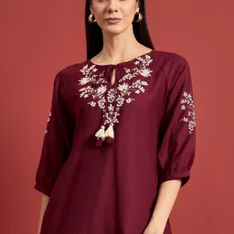 routes by all about you all about you Tie-Up Neck Embroidered Top-picture-24