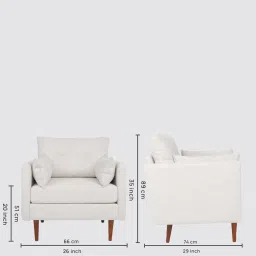timberly Ariahana Fabric Arm Chair in Ivory Colour image 2