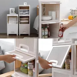 onpoint 1-Door 1-Shelf Plastic foldable Cupboard PVC Collapsible Wardrobe image 3