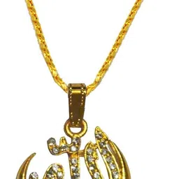 shiv jagdamba Religious Jewelry Cubic Zirconium Moon Allah Pendant Necklace Brass, Crystal Pendant-picture-20