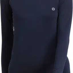 sportinger Women Solid Round Neck Polyester Dark Blue T-Shirt-picture-10