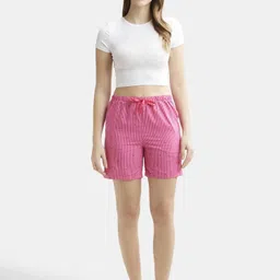 jockey Striped Women Pink Regular Shorts image 4