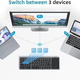 dkian Foldable Keyboard with Touchpad Portable Wireless Keyboard Rechargeable Bluetooth Handheld Multi-device Keyboard image 4