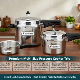 prestlee DELUXE 2, 3, 5 Liter Aluminium Outerlid Pressure Cooker Combo 2 L, 3 L, 5 L Pressure Cooker image 5