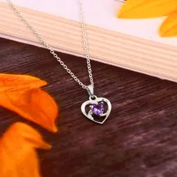 mushk HEART Rhodium Cubic Zirconia Sterling Silver Pendant image 3