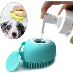 petjoy Pet Shampoo Dispenser Bath Comb, Silicone Massaging/Cleaning Body Brush Plain/ Bristle Brushes for Dog, Cat, Rabbit, Hamster-picture-16