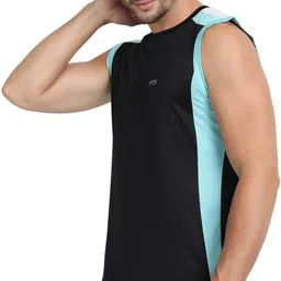 ftx Men Colorblock Round Neck Polyester Black T-Shirt image 3