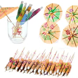 tiptop decoration Paper Folding Umbrella Tropical Hawaiian Topper Toothpicks (Pack of 10, orange)-picture-19