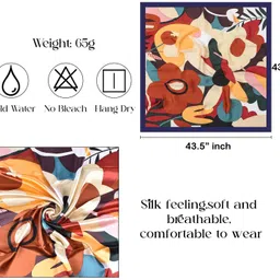 nk textiles Graphic Print Satin Blend Women Multicolor Fancy Scarf image 3
