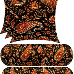 gkm Microfibre Bolster Pack of 5 Floral Combo Set Of 3 Cushion And 2-picture-19