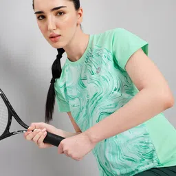 technosport Women Printed Crew Neck Polyester Light Green T-Shirt image 5