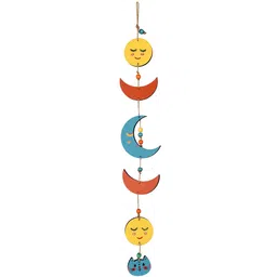 aakriti art creations Celestial Kitty Multicolour Wood & Metal Wind Chime image 2