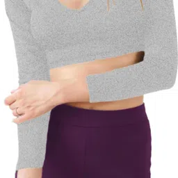 jovo Party Regular Sleeves Self Design Women Grey Top image 3