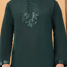 adhirajan Men Embroidered, Solid Pure Cotton Straight Kurta-picture-16