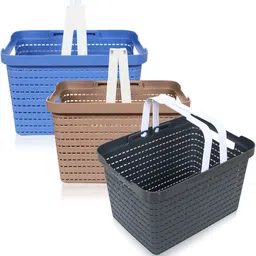 kuber industries Plastic Plastic Storage Basket for Kitchen|Stationery|FLORA-222|Pack of 3|Multicolor Storage Basket-picture-29