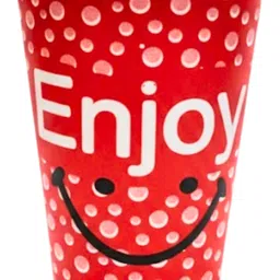 ucorps Pack of 100 Paper Red Enjoy Disposable Use & Throw Cups for Tea, Coffee, Juice Etc image 2