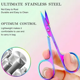 feelhigh 2 Small Straight Tip Nose Hair Scissor for Grooming, Stainless Multi-Purpose Scissors image 3