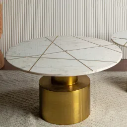 logam Blake Marble Nesting Coffee Table Set In White & Gold Finish image 3