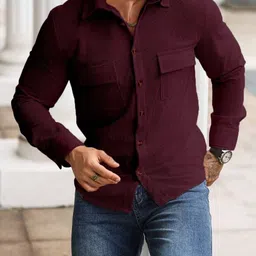 combraided Men Regular Fit Self Design Spread Collar Casual Shirt image 4