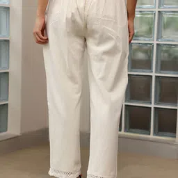 libas Women Regular Fit White Cotton Blend Trousers image 2