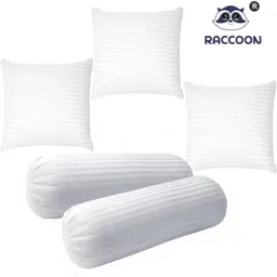 raccoon Microfibre Cushion Pack of 5 Stripes Set of Classic 2 bolster & 3-picture-16