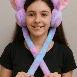 fianza Cute Bunny Moving Earmuffs with chuchu sound | Winter Earmuff for Kids & Teens Ear Muff-picture-36