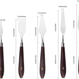 frkb Painting Palette Knife Set| Set of 5pc 0 Paint Wells Palettes image 3