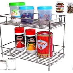 urban infotech Containers Kitchen Rack Stainless Steel Two-Tier Wire Kitchen Rack for Spices, Bottles and Jar Steel image 4
