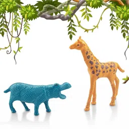 fiddlys 18-Piece Animal Figure Toy Set | Farm & Jungle Animal Playset with Tree & Fence image 5