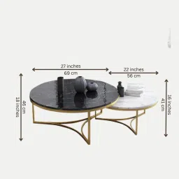 creator handicrafts Cisco Marble Top Nesting Coffee Table In Gold Finish image 4