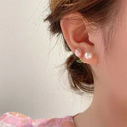 dressberry Rose Earcuff Fashion Korean Earrings for Women for Girls Everyday and Party Wear Alloy Stud Earring image 3