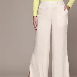 french connection Women Regular Fit Gold Cotton Blend Trousers image 2