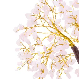 Golden Peacock Pink & Brown Quartz Handcrafted Stone Tree Showpiece image 4