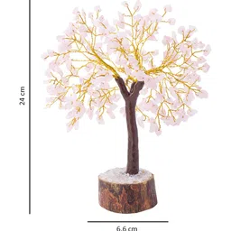 Golden Peacock Pink & Brown Quartz Handcrafted Stone Tree Showpiece image 5