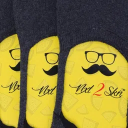 N2S NEXT2SKIN Men Pack Of 3 Charcoal Grey Solid Turkish Cotton Shoe Liners image 3