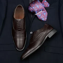 LOUIS STITCH Men Perforated Premium Leather Formal Oxfords Shoes-image-10