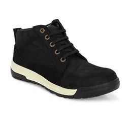 Hundo P Men Round Toe Mid Top Leather Sneakers image 5
