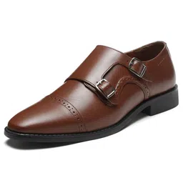 LOUIS STITCH Men Perforated Premium Leather Formal Double Monk Shoes image 2