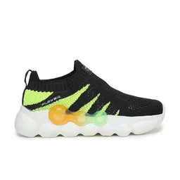 ABROS Boys Black & Fluorescent Green Mesh Running Shoes image 3