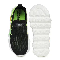 ABROS Boys Black & Fluorescent Green Mesh Running Shoes image 2
