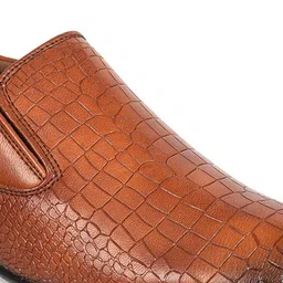 Ajanta Men Brown Textured Formal Slip-On Shoes image 3