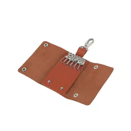 Aditi Wasan Tan-Coloured Solid Leather Hook Key Holder image 4