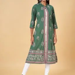 RANGMANCH BY PANTALOONS Floral Printed Cotton A-Line Kurta-image-1
