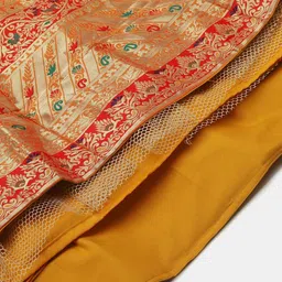 Warthy Ent Mustard & Gold-Toned Semi-Stitched Lehenga Choli image 2