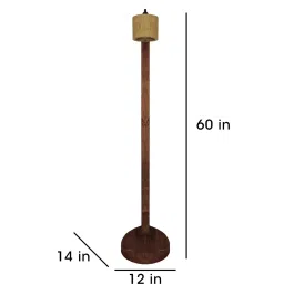 symplify Alice Wooden Shelf Floor Lamp with Wooden Shade & Brown Base image 3