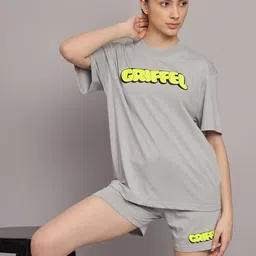 GRIFFEL Women Printed Pure Cotton T-shirt With Shorts Set image 5